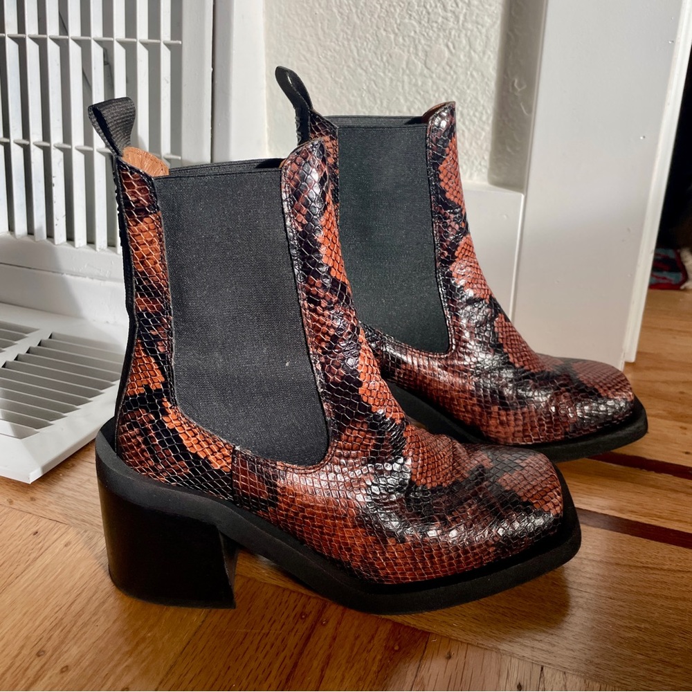 GANNI Snake Embossed Boots